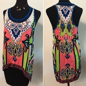 Vibrant Neon Butterfly Tank - high low